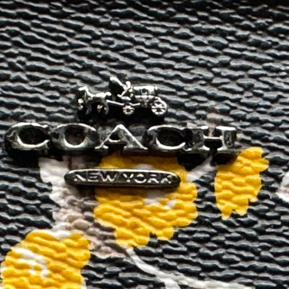 Coach Black and Yellow Floral Key Fob and Change holder. - Picture 2 of 9